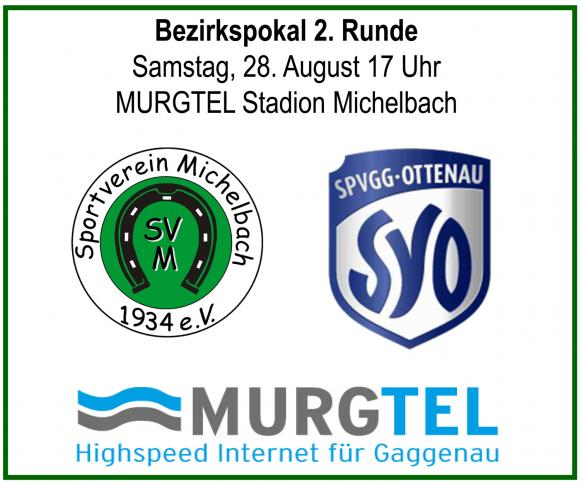 2. Runde im Bezirkspokal am Samstag, 28. August um 17 Uhr gegen SpvGG Ottenau