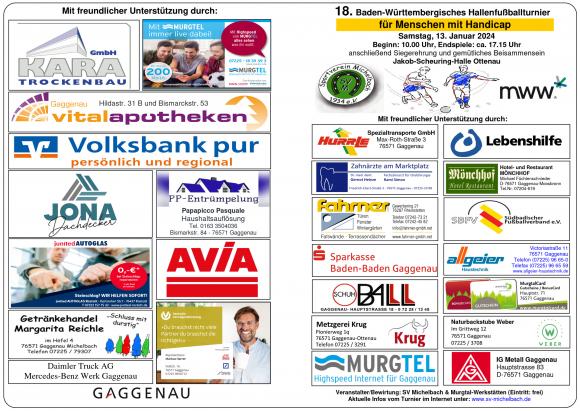 Marketingpartner zum 18. Turnier für Menschen mit Handicap Stand 19.12.2023